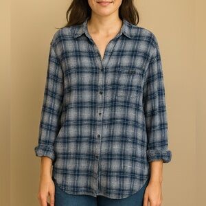 ROLLAS Australia Womens Brontë Checkered Button Down Shirt Blue Size 12